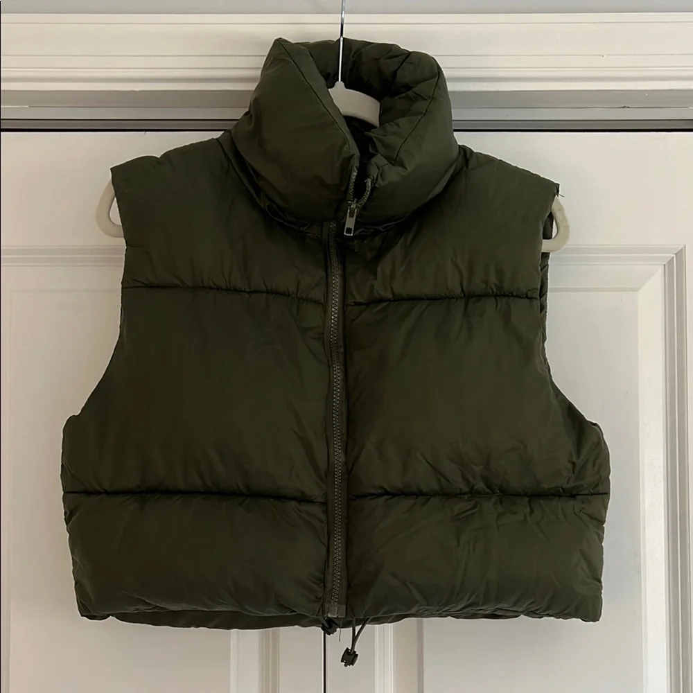 Olive Green Puffer Vest - Picture 1 of 5